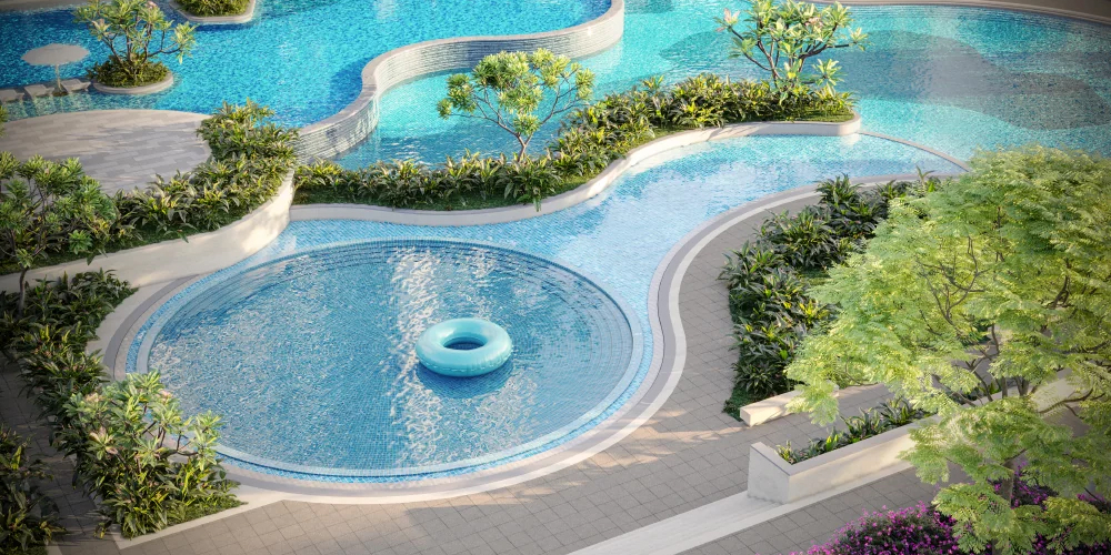 Decorative water cascade at Sobha Aurum Greater Noida