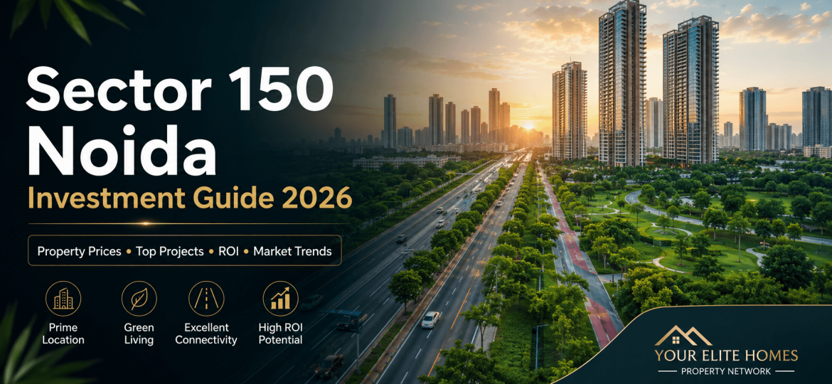 Sector 150 Noida Investment Guide 2026 featuring premium residential projects, green landscapes, luxury apartments, and modern infrastructure.
