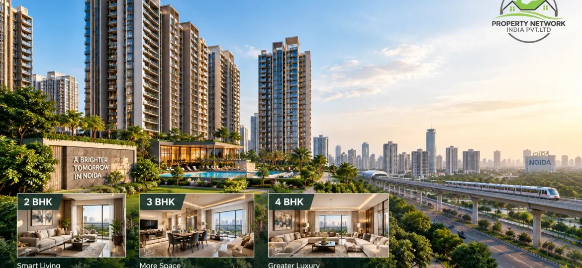 Apartment size guide comparing 2 BHK, 3 BHK and 4 BHK apartments in Noida