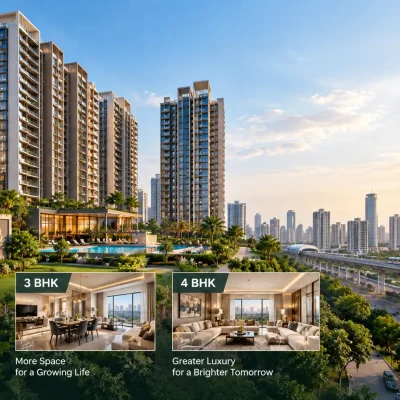 Apartment size guide comparing 2 BHK, 3 BHK and 4 BHK apartments in Noida