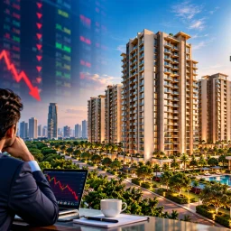 Sensex and Nifty falling in 2026 while investors evaluate Noida real estate investment opportunities.